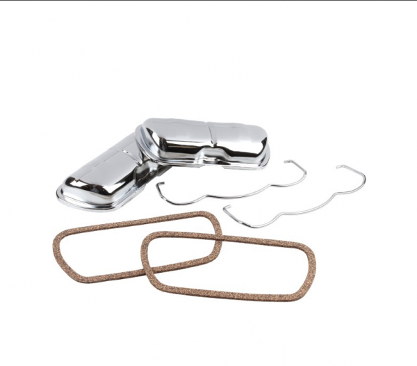 chrom Ventildeckel Typ1 Zylinderkopf Abdeckung VW Käfer Bus T1 T2 Karmann Ghia T3 WBX SET mit Ventildeckeldichtung 113101475B